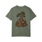 Desert Tree Emerging Through Rock (Back) with Stacked Logo