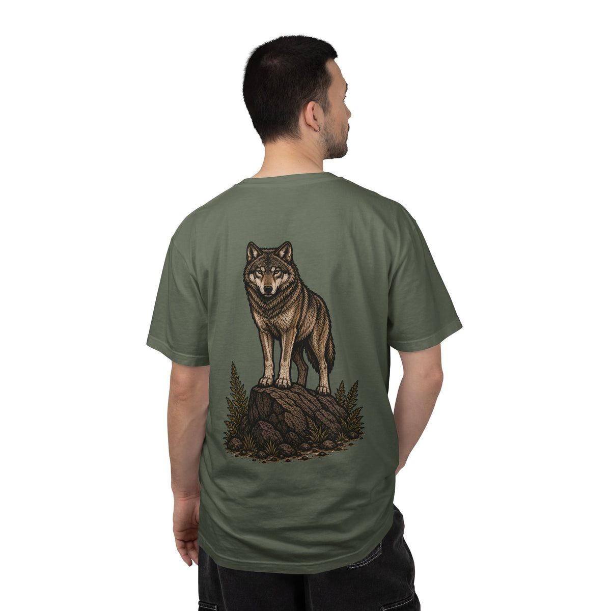 Wolf (Back) with Stacked Logo